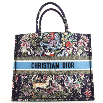 Christian Dior Book Tote Embroidered Canvas Large