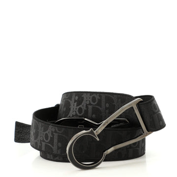 Christian Dior CD Buckle Belt Metal with Oblique Printed Elastic