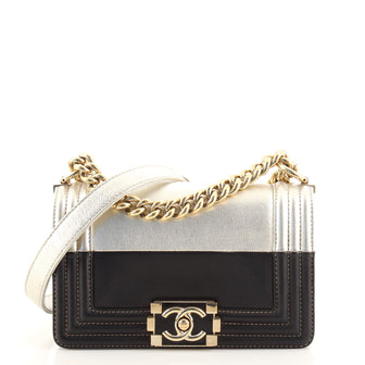 Chanel Bicolor Boy Flap Bag Calfskin Small