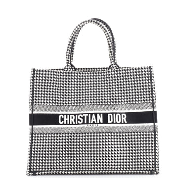 Christian Dior Book Tote Houndstooth Canvas Large
