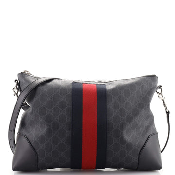Gucci Web Zip Flat Messenger GG Coated Canvas Medium