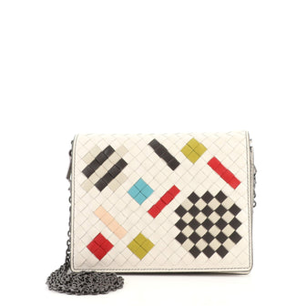 Bottega Veneta Flap Wallet on Chain Printed Intrecciato Nappa Small