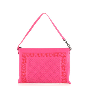 Bottega Veneta Zip Flat Shoulder Bag Intrecciato Nappa with Embroidered Detail Small