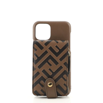Fendi Phone Case with Pouch Leather with Zucca Embossed Detail iPhone 11 Pro