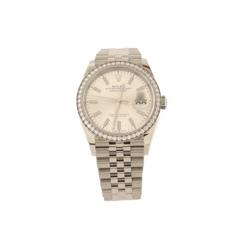 Rolex Oyster Perpetual Datejust Automatic Watch Stainless Steel and White Gold with Diamond Bezel 36