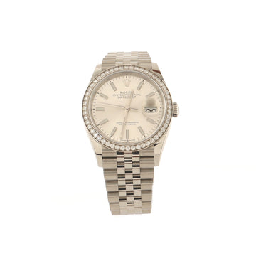 Rolex Oyster Perpetual Datejust Automatic Watch Stainless Steel and White Gold with Diamond Bezel 36