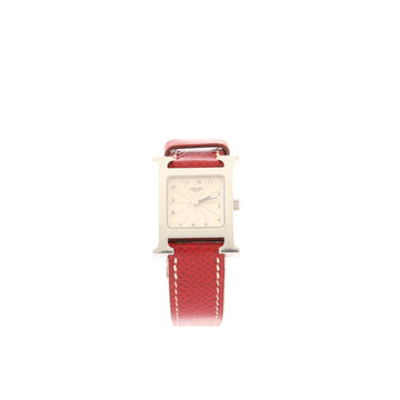Hermes Heure H Quartz Watch Stainless Steel and Leather 21