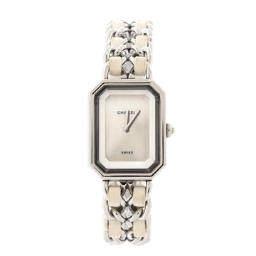 Chanel Premiere Rock Quartz Watch Stainless Steel and Leather with Mother of Pearl 20