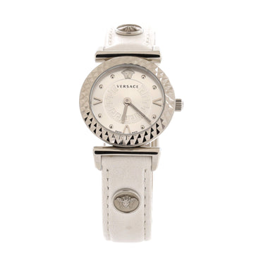 Versace Mini Vanity Quartz Watch Stainless Steel and Leather 27