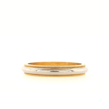 Tiffany & Co. Two-Tone Milgrain Wedding Band Ring Platinum and 18K Yellow Gold Narrow