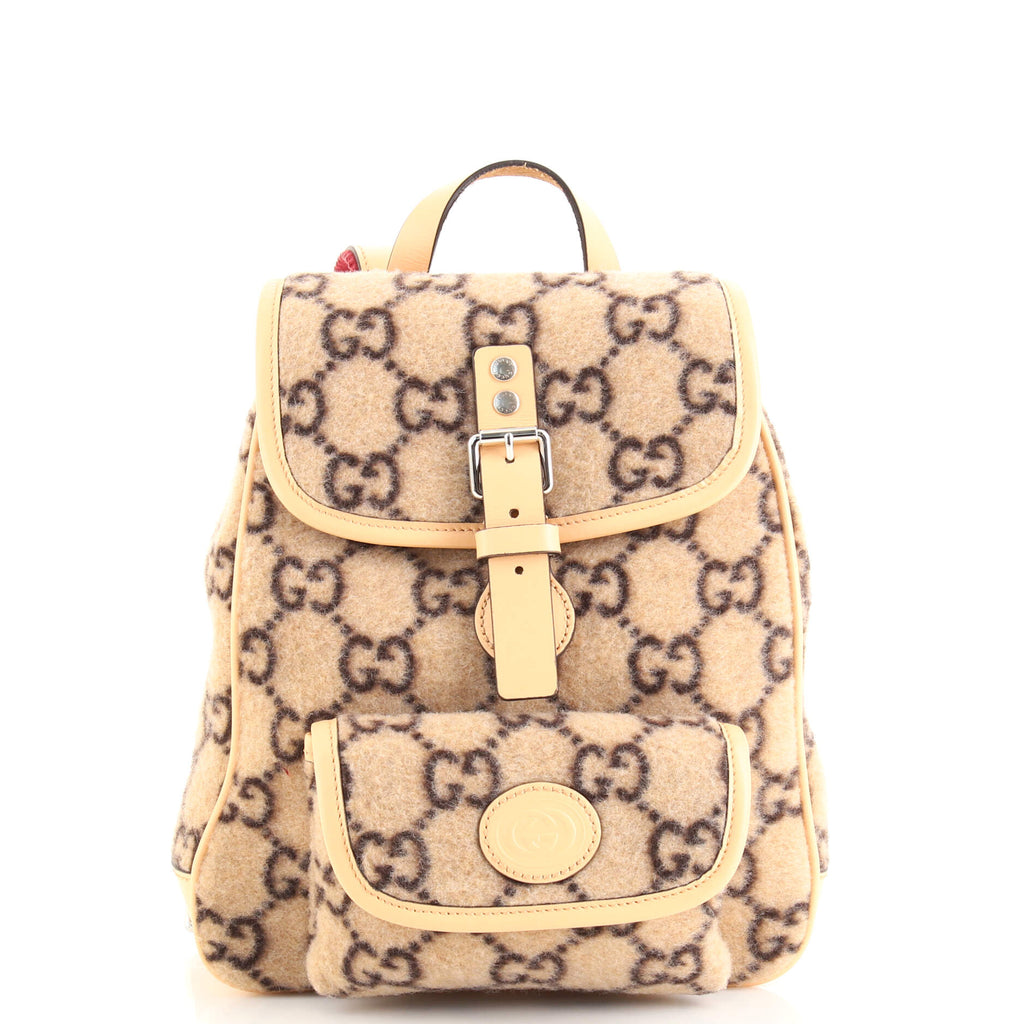 Gucci Children's Pocket Flap Backpack GG Wool Brown 16699739