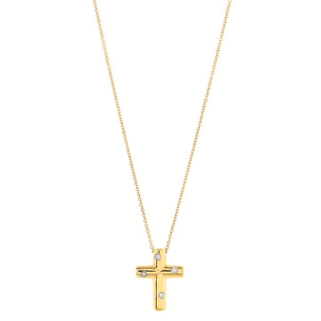 Tiffany & Co. Dots Cross Pendant Necklace 18K Yellow Gold with Diamonds