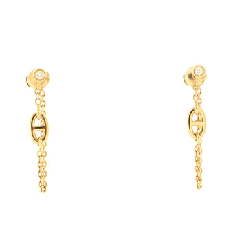 Hermes Chaine D'ancre Enchainee Earrings 18K Yellow Gold with Diamonds