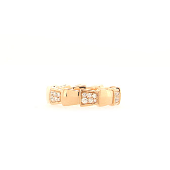 Bvlgari Serpenti Viper Ring 18K Rose Gold with Diamonds Large