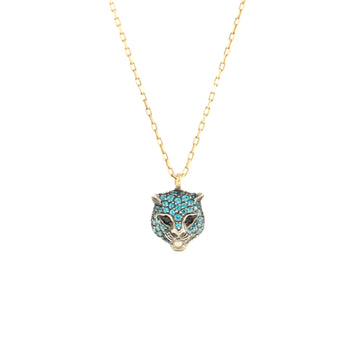Gucci Le Marche Des Merveilles Pendant Necklace 18K Yellow Gold and Sterling Silver with Blue Topaz, Black Spinel and Pearl