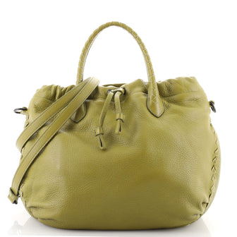 Bottega Veneta Convertible Drawstring Bucket Bag Leather with Intrecciato Detail Medium