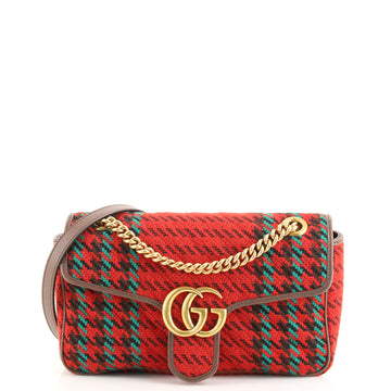 Gucci GG Marmont Flap Bag Diagonal Quilted Tweed Small