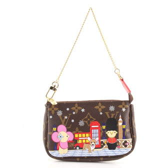 Louis Vuitton Pochette Accessoires Limited Edition Vivienne Xmas Monogram Canvas Mini