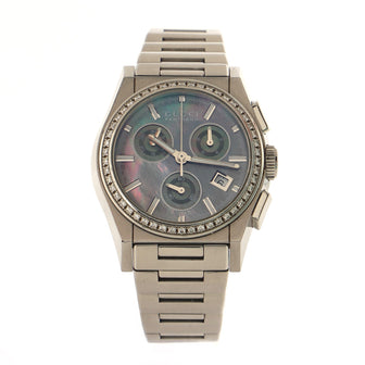 Gucci Pantheon Chronograph Quartz Watch Stainless Steel with Diamond Bezel and Mother of Pearl 36