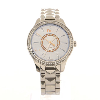 Christian Dior VIII Montaigne Automatic Watch Stainless Steel with Diamond Bezel and Dial 32
