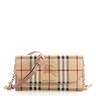 Burberry Henley Wallet on Chain Haymarket Coated Canvas