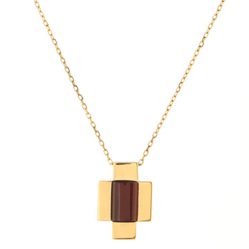 Gucci Cross Pendant Necklace 18K Yellow Gold with Garnet
