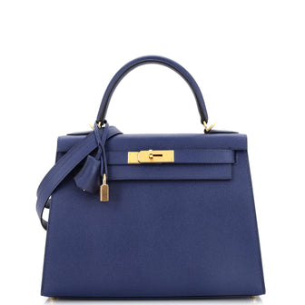 Kelly Handbag Bleu Saphir Epsom with Gold Hardware 28