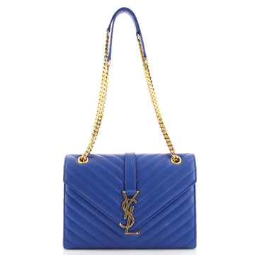 Saint Laurent Classic Monogram Envelope Satchel Matelasse Chevron Leather Medium