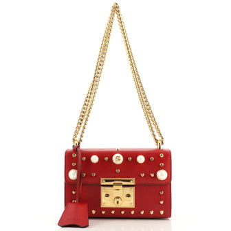 Gucci Pearly Padlock Shoulder Bag Studded Leather Small