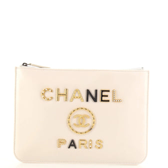 Chanel Deauville Pouch Embellished Shiny Calfskin Medium
