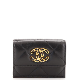 Chanel 19 Trifold Flap Wallet Quilted Lambskin Small