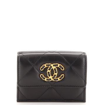 Chanel 19 Trifold Flap Wallet Quilted Lambskin Small