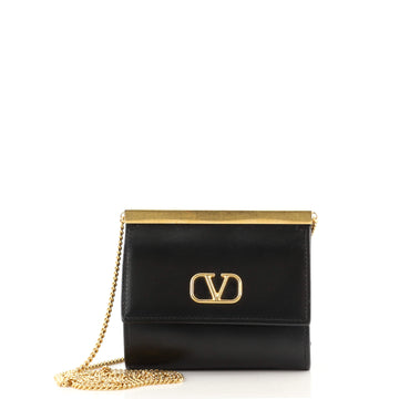 Valentino Vlogo Bar Frame Clutch Leather Mini