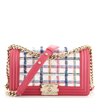 Chanel Boy Flap Bag Multicolor Quilted Canvas and Tweed Medium