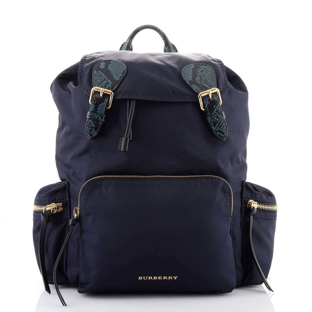 Burberry Rucksack Backpack Nylon with Leather Medium Blue 1671933