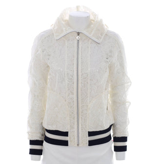 Chanel Women's Hooded Bomber Jacket Polyamide Blend with Lace Details