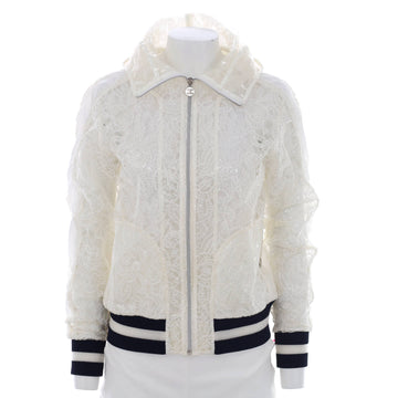 Chanel Women's Hooded Bomber Jacket Polyamide Blend with Lace Details
