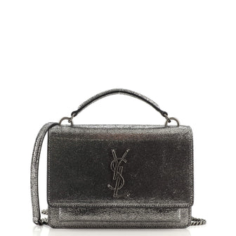 Saint Laurent Sunset Top Handle Chain Wallet Metallic Leather
