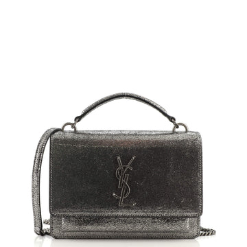 Saint Laurent Sunset Top Handle Chain Wallet Metallic Leather