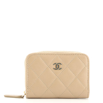 Chanel CC Zip Coin Purse Quilted Caviar Small