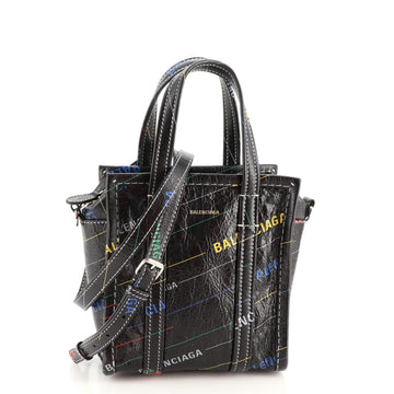 Balenciaga Bazar Logo Convertible Tote Printed Leather XXS
