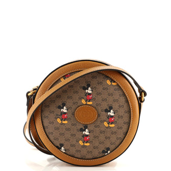 gucci mickey mouse mini backpack Gucci Disney Mickey Mouse Round Backpack (Outlet) Printed Mini GG Coated Canvas Mini Brown 1672981