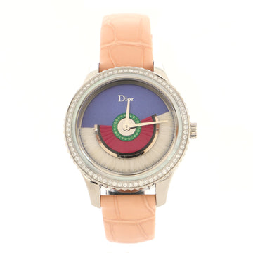 Christian Dior VIII Grand Bal Coquette Automatic Watch Stainless Steel and Alligator with Diamond and Mother of Pearl Bezel and Gemstone Dial 36