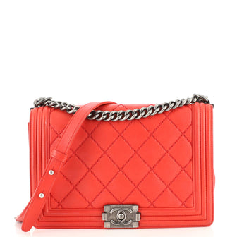 Chanel Double Stitch Boy Flap Bag Quilted Calfskin New Medium