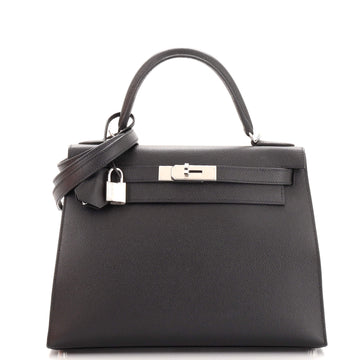 Hermes Kelly Handbag Black Epsom with Palladium Hardware 28