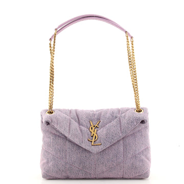 Saint Laurent LouLou Puffer Shoulder Bag Quilted Vintage Denim Small