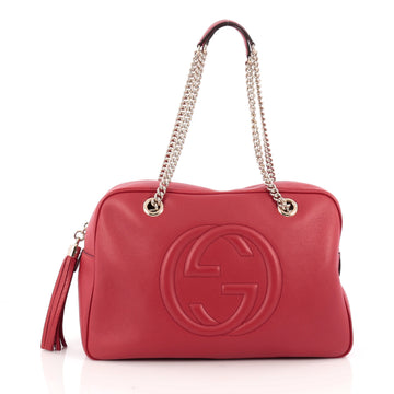 Gucci Soho Chain Zipped Shoulder Bag Leather Medium red