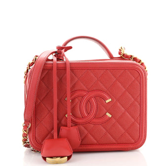 Chanel Filigree Vanity Case Quilted Caviar Medium