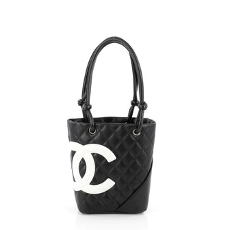Chanel Cambon Tote Quilted Leather Petite Black