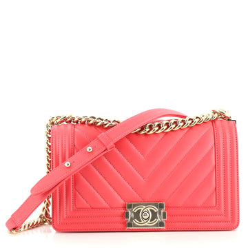 Chanel Boy Flap Bag Chevron Lambskin Old Medium
